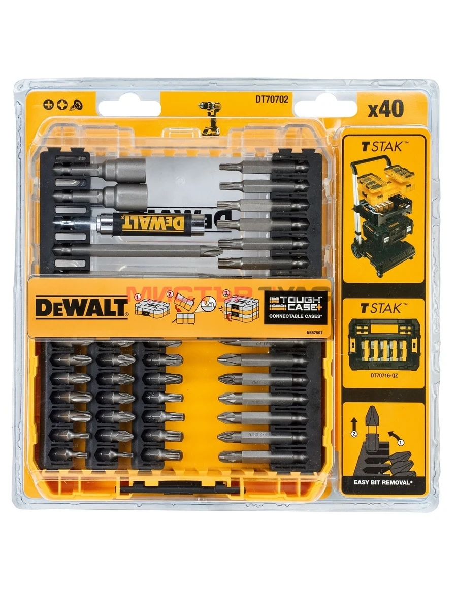 КОМПЛЕКТ НАКРАЙНИЦИ И БИТОВЕ DeWALT DT70702