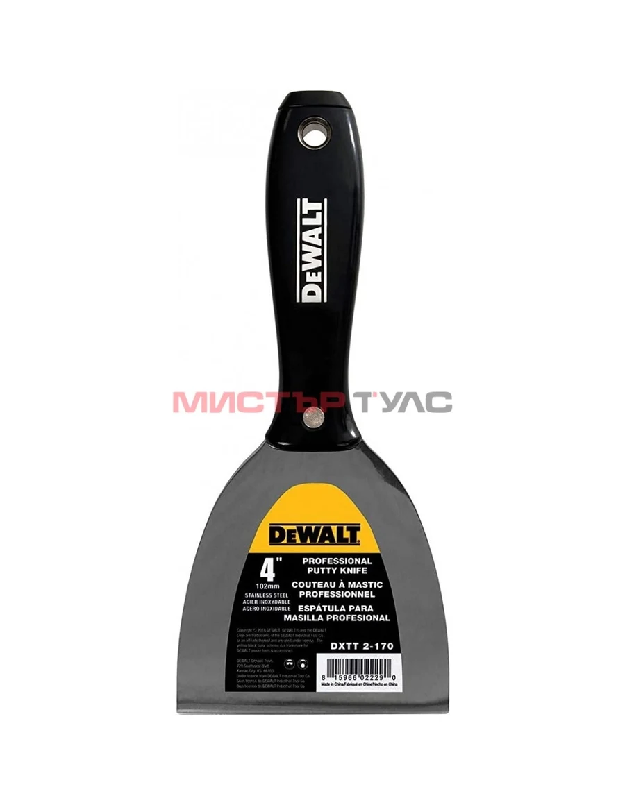 ШПАКЛА С ПЛАСТМАСОВА РЪКОХВАТКА DeWALT DXTT 2-170/4"/102мм