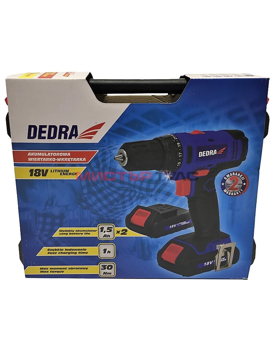 Винтоверт DEDRA DED7880B, 18V, 30Nm