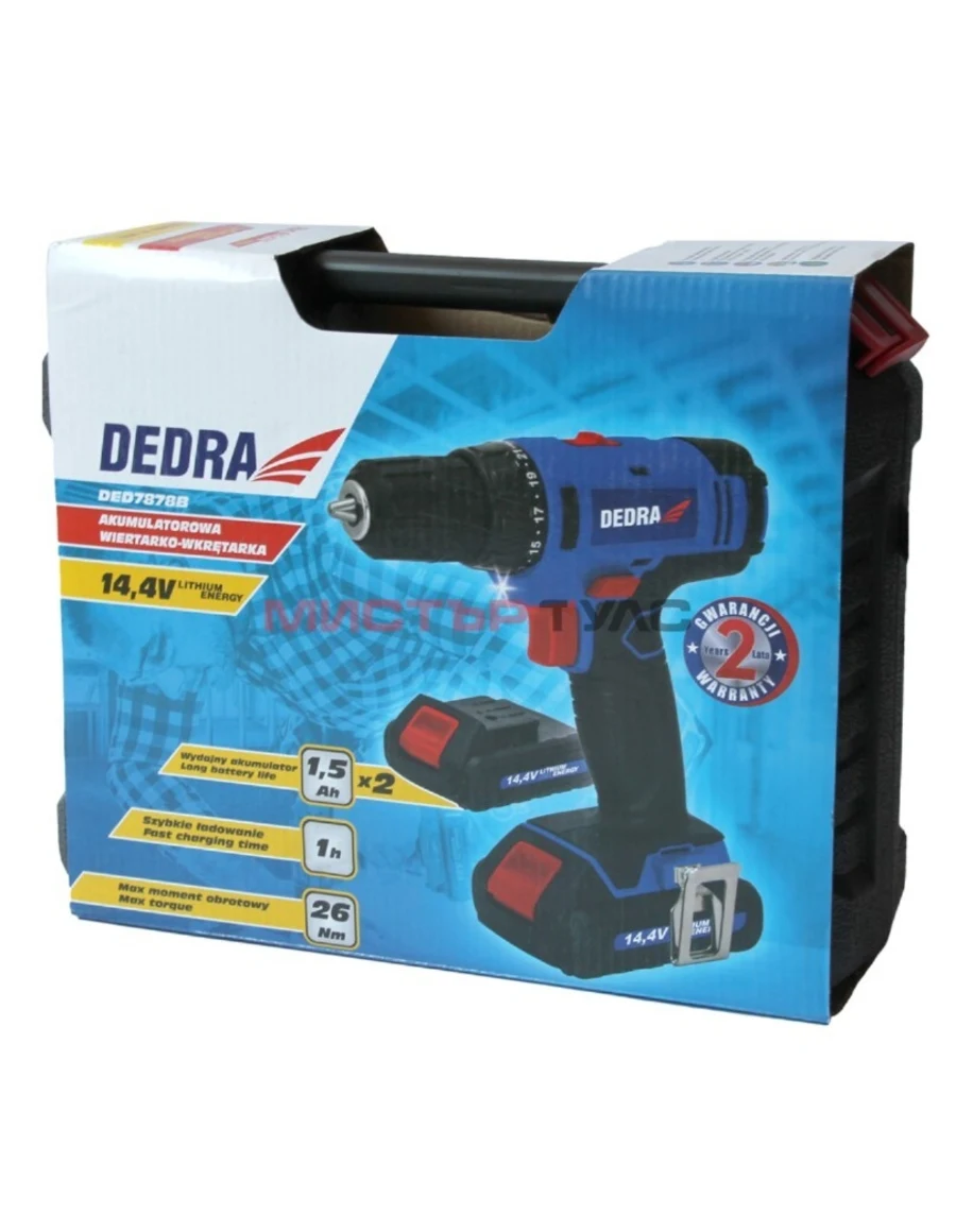 Винтоверт DEDRA DED7878B, 14,4V, 26Nm