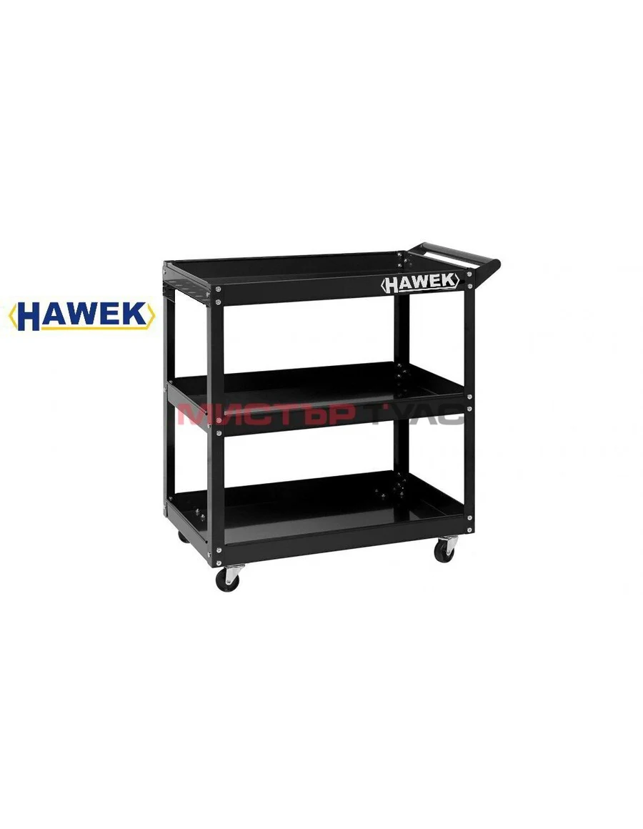 КОЛИЧКА ЗА ИНСТРУМЕНТИ С ТРИ РАФТА – СИНЯ И ЧЕРНА HAWEK
