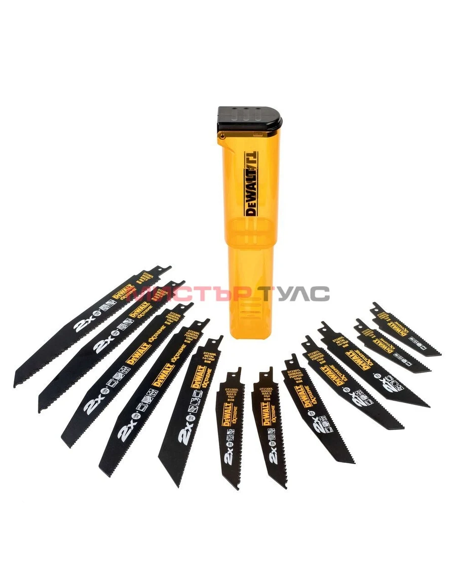 Комплект ножове за саблен трион DeWALT DT2441L, 12 части