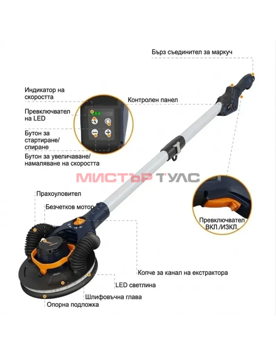 MAXXT MBLS400F Сгъваема шлайфмашина жираф безчеткова, ексцентрична